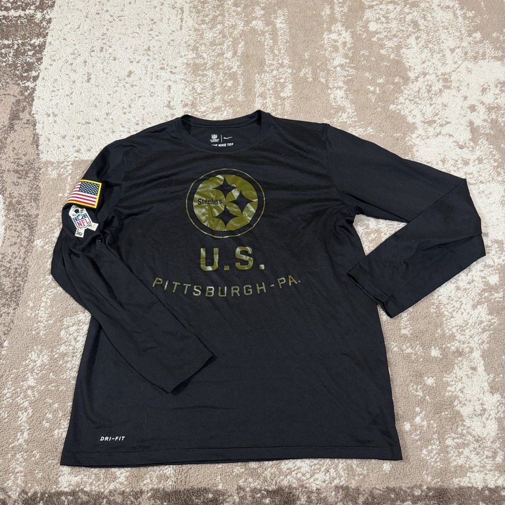 Pittsburgh Steelers Nike Salute to Service Long Sleeve T-Shirt Mens Large Dri-Fi
